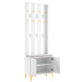 ON-TREND Modern Luxury 4-in-1 Hall Tree with Cushion, Versatile Coat Rack with 8 Gold Hooks and N721P192814K