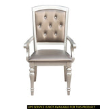Glamorous Crystal Button-Tufted Set of 2 Arm Chairs Silver Finish Upholstered Seat Back Modern B01182313
