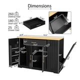 53 inch Large Kitchen Island with Trash Can Storage Cabinet, Islands Table with Drawer and 49404211