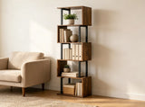 5-Tier S-Shaped Bookshelf, Modern Geometric Freestanding Display Shelf with Heavy-Duty Metal Frame, 34235472
