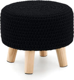 Round Ottoman Multifunctional Cotton Knitted Shoe Changing Stool Footrest Stool for Living Room 17932579