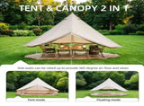 4 Season Bell Tent 16.4FT, Beige Waterproof Glamping Yurt Tent with Stove Jack, Fits 10 People W3636P456648