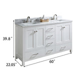 ZUN Bathroom Vanity Cabinet set 60 inches Double sink, Bathroom Storage Carrara White Marble Countertop W105958955