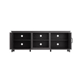 ZUN TV Stand Storage Media Console Entertainment Center,Tradition Black,with doors 49245546