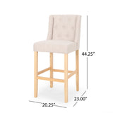 ZUN Vienna Contemporary Fabric Tufted Wingback 31 Inch Counter Stools, Set of 2, Beige and Natural 64854.00BGE