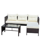 ZUN Outdoor patio Furniture sets 3 piece Conversation set wicker Ratten Sectional Sofa With Seat W209P162639