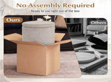 7.7 Gallon Round Storage Ottoman Foot Rest with Acacia Wood Frame, 400LBS Load Capacity Footstool 92858250