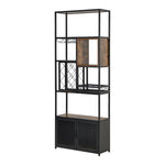 ZUN 82.7" Industrial Tall Black Bar Wine Rack Cabinet with Glass Holder Wood Home Bar Cabinet 05677437