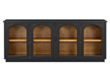 TREXM 4-Door Large Storage Buffet Cabinet with Glass Doors, Arched Cabinet with Adjustable Shelves N715P247544B