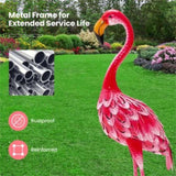 2-Piece Flamingo Ornament Set - Stunning Gradient Feathers Metal Statues Outdoor Garden/Patio Decor 18286522