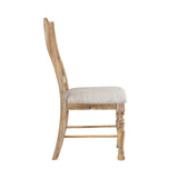 Traditional Farmhouse Style Chairs Set of 2, Wheat Finish Textured Fabric Upholstered Vertical B011P239563