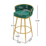 ZUN Swivel Counter Height Bar Stools Set of 2, 31.5" Bar Height Stools with Hand-Woven Backrest & Gold N762P216979F