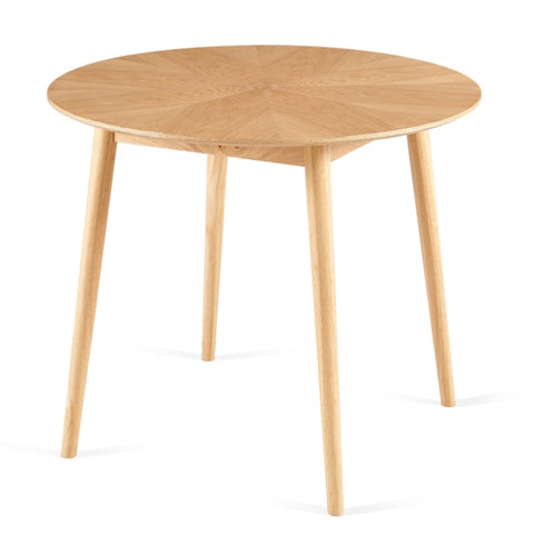 ZUN Mid-Century Modern 35.43 Inch Round Dining with MDF Oak Wood Veneertop and Solid Wood W1164P225863