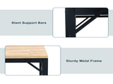 48" Heavy-Duty Adjustablebench for Garage, Rubber Wood Shop Table with Metal Wheels, Hardwood 13436903