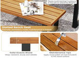 2PCS Solid Acacia Wood Outdoor Dining Bench , 800 LBS Weight Capacity Patio Garden Bench 95720090