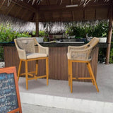 ZUN Bar Stools Set of 2, Outdoor Counter Height Bar Chairs with Arm and Backrest, Aluminum Tall Bar W1859P197308