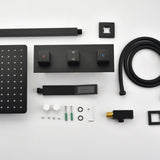 Brass Matte Black Shower Faucet Set Shower System 10 Inch Rainfall Shower Head with Handheld Sprayer 76070981