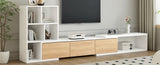 ZUN ON-TREND 74.8''-126'' Extendable TV Stand with 3 Tier Bookshelves for TVs up to 110'', Adjustable WF531669AAK