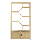ZUN Rattan bookshelf 7 tiers Bookcases Storage Rack with cabinet for Living Room Home Office, Natural, 81459635