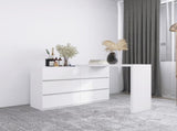 Extended Desktop 6 Drawers Chest of Drawer without Handle White Color Vanity W2139134917