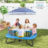 Kids Picnic Table Outdoor Activity Table With Umbrella -White 04049957