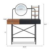 ZUN 40" Makeup Vanity Desk with 3-Mode Lighted Mirror & Wireless Charging Station , Vanity Table with 93310694