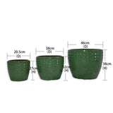 Handmade Ceramic Planter Set of 3, 15/12/9 Inch Diameter, Green Diamond Pattern, for Orchids & W3273P321483