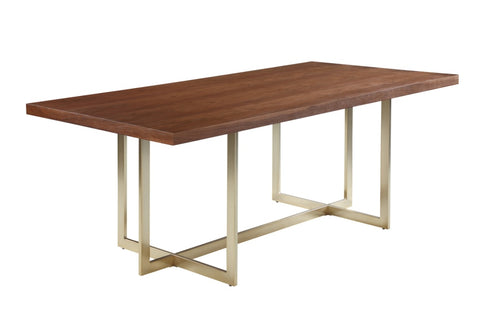 ZUN Woker Furniture 71"x35.5"x30" Contemporary Walnut Veneer Top Dining Table with Durable Metal W156769770