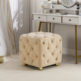 Beige Modern Velvet Upholstered Ottoman, Exquisite Small End Table, Soft Foot Stool,Dressing Makeup W1170103515