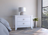 Amara Nightstand , End Table, Side Table Two Shelves, Four Legs -White B20091820