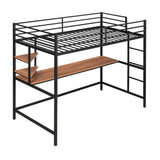 Twin Metal Loft Bed with Desk and Shelve,Black MF292491AAB