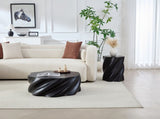 35" Fully Assembled Petal Coffee Table Sculptural Matte Black Fiberglass, Modern Organic Design, W2664P462014