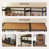 Acacia Wood Garment Racks with Shelves 2 Wicker Drawers and 4 Hooks Heavy Duty Closet Organizer for W2391P289978
