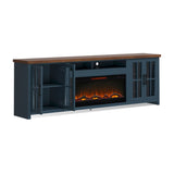 97 inch Fireplace TV Stand Console for TVs up to 100 inches, Minimal Assembly, Blue Denim and B108P160235