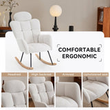 055-Teddy Fabric Upholstered Nursery Rocking Glider Chair Modern Accent Armchair Padded Seat with W527P228306