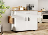 41.5" Rolling Kitchen Island Cart with Storage, White Kitchen Cart with Drawer Cabinet, Spice Rack 46052870