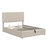 ZUN Full size Upholstered Platform bed with a Hydraulic Storage System - Beige 27015189