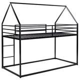 Twin over Twin House Bunk Bed with Built-in Ladder,Black WF283080AAB