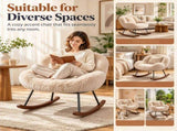 25.59"W x 33.66"D x 29.53"H Indoor Plush Rocking Chair, Soft Fluffy Lounge Rocker with White Metal 00054489
