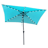 ZUN 10 x 6.5t Rectangular Patio Solar LED Lighted Outdoor Umbrellas with Crank and Push Button Tilt for W65690317