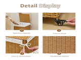 78L Laundry Hamper with Lid and Wheels, Woven Rattan Rolling Laundry Hamper 70463493