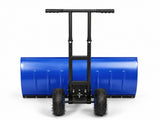 Manual Snow Pusher 36x18in with H-Handle, Blue Iron Blade, Black Handle, Blue Wheels, Snow Plow 33234706