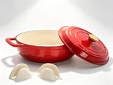 Cast iron 5QT cooking pot - Gradient red - Includes two silicone gloves - Enamel pot 72490556