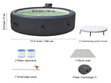 Grey 196 * 71cm hot tub. A swimming pool with heating, bubble massage, ambient lighting, filtration, 65247427