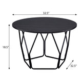 ZUN Espresso and Black Coffee Table with Drum Shape B062P186446