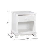 Wooden Nightstand with Bottom Shelf, White B016P251416