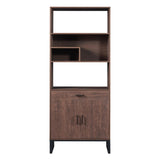 ZUN 75.9"Modern Open Bookshelf with Doors, Bookcase with Storage drawer and LED Strip Lights,Free 20340850