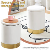 SKU98257585)Round Storage Ottoman Velvet Upholstered Footrest Dressing Stool, Padded Vanity Stool 31677062