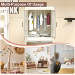 ZUN Portable Wardrobe Closet Storage Organizer for Clothes,Clothes Dresser, Magnetic Doors with 4 Cubes 68589132