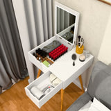 Small Makeup Vanity, Dresser Desk with 2 Drawers , Flip Top Mirror Organizer, Makeup Dressing W760P304948